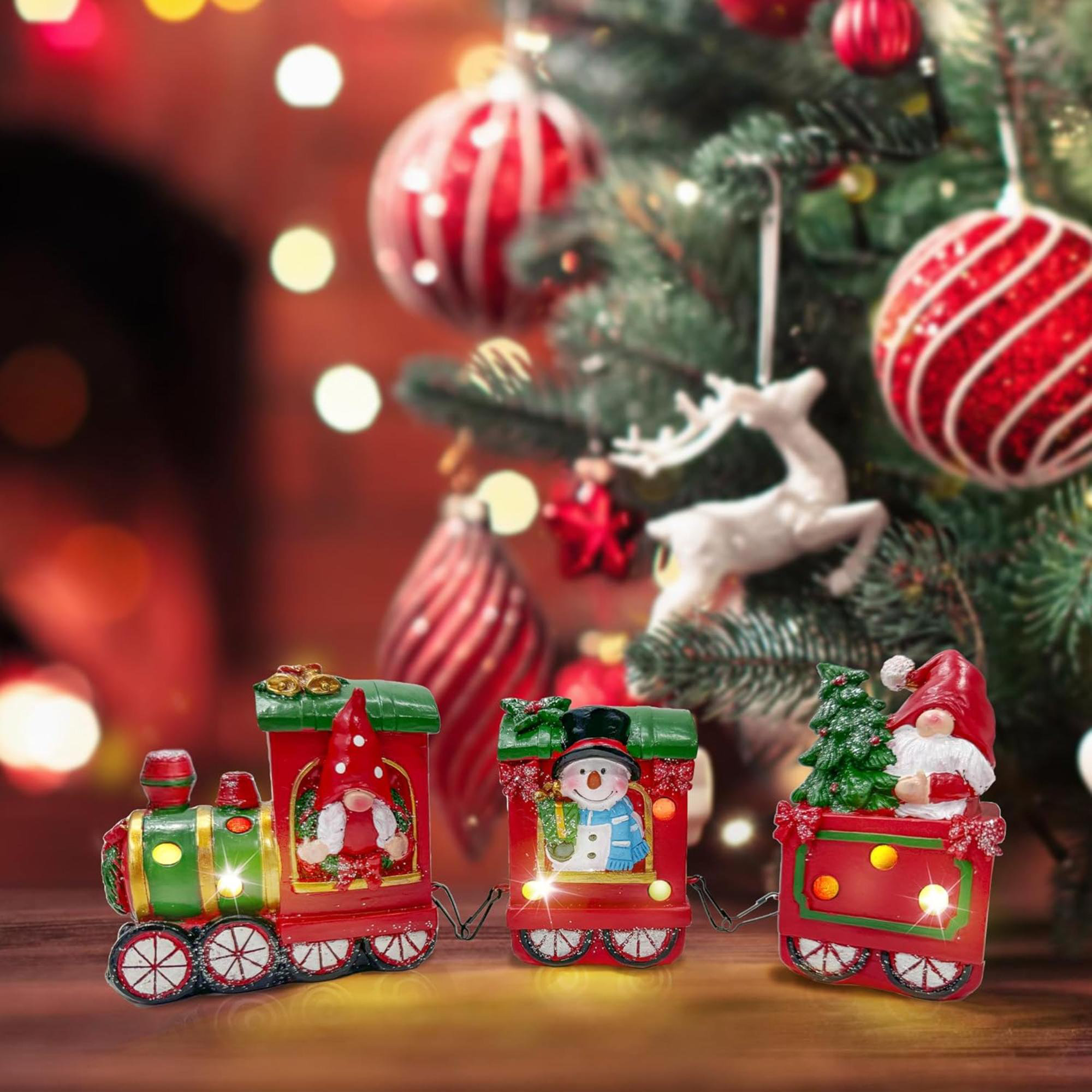 The Holiday Aisle Christmas Train Decorations Indoor Christmas Decorations For Home Merry Christmas LED Red Gnomes Figurines Decor For Tabletop